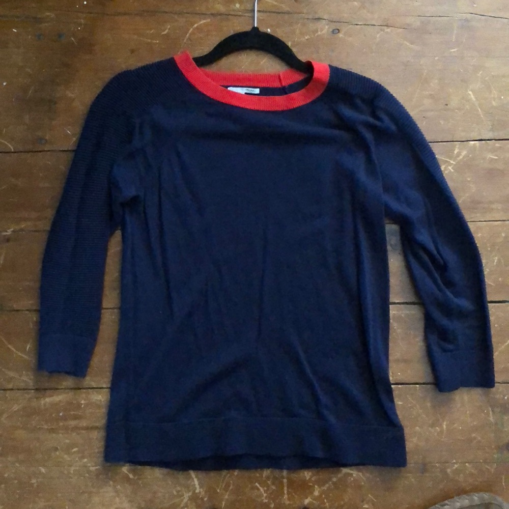 Navy and red light sweater